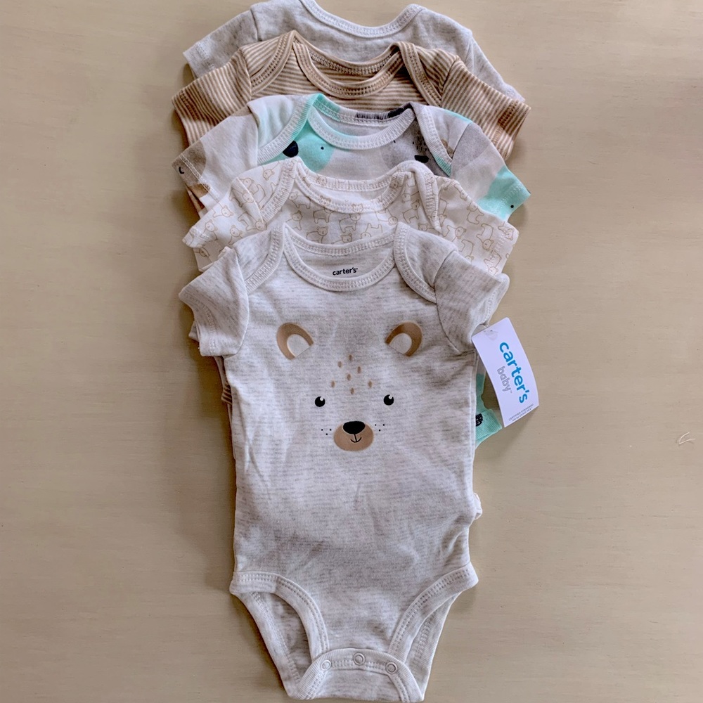 NWT Carters 3mo Baby Boy Short Sleeve Onesie 5-Pack Bundle